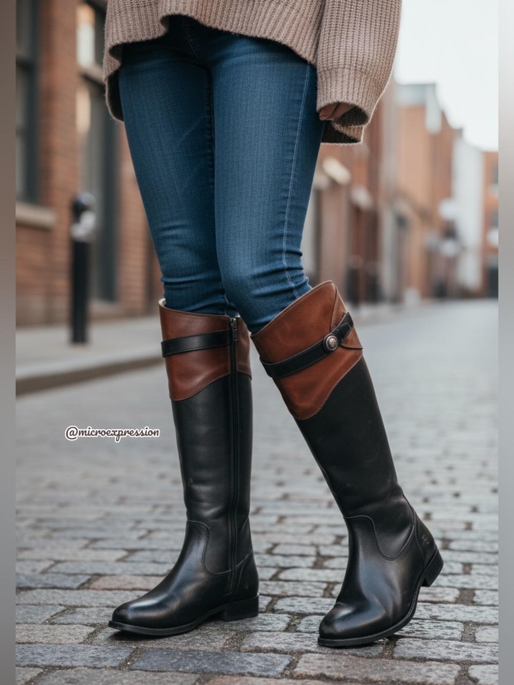 $399 Frye Molly Button Black Brown Multicolor Leather Equestrian Riding Boots - Picture 3 of 14